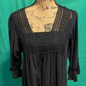 Cute Options Black Boho Embroidered Tunic Size Medium